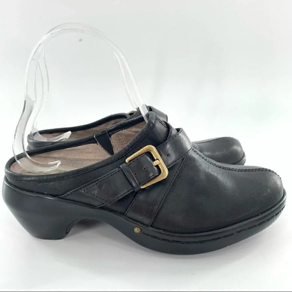 Easy spirit womens flats size 5.5 Donia black leather slip mules - Picture 1 of 13